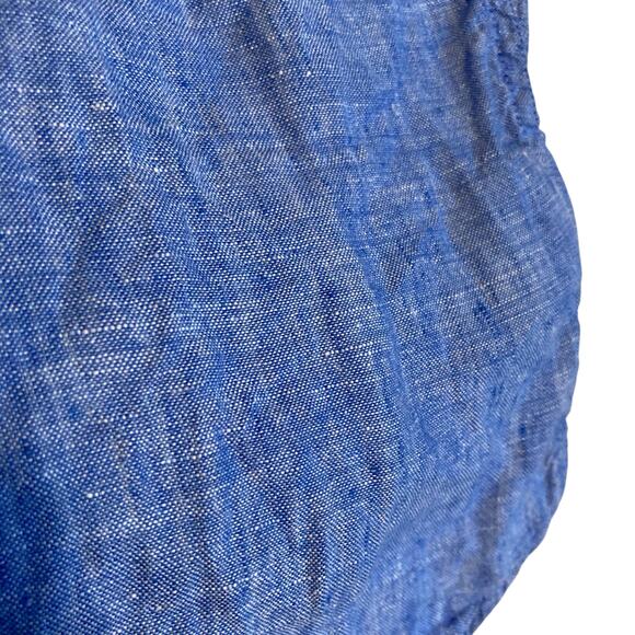 Lands End Blue Traditional Fit Linen Short Sleeve Classic Button Down Shirt XL - Picture 8 of 16